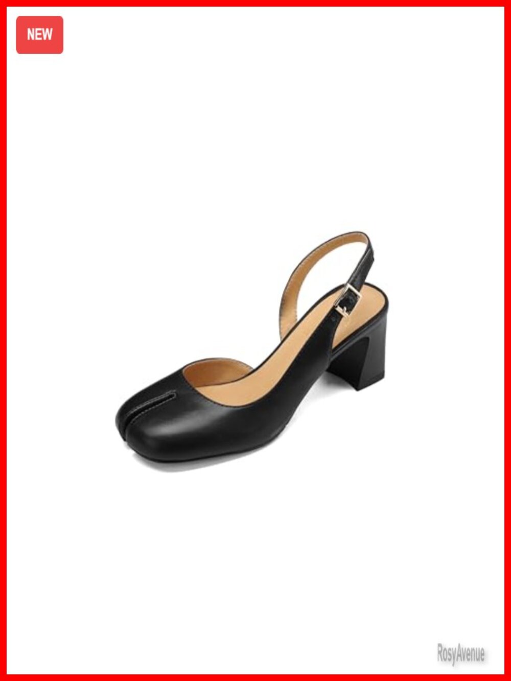 Faux Leather Split Toe Slingback Chunky Heel Pumps Women's Dress Shoes